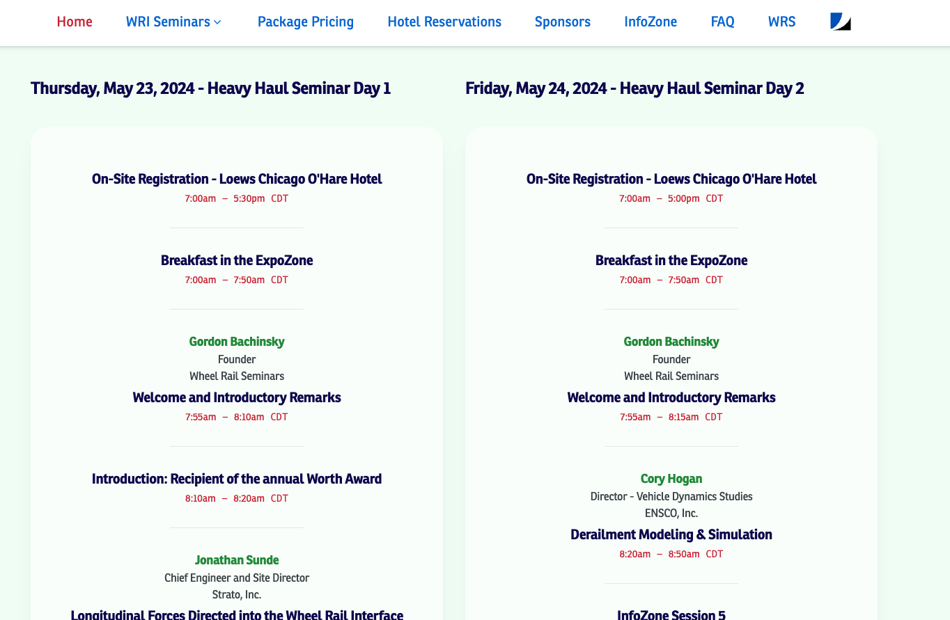 WRI 2024 Schedule